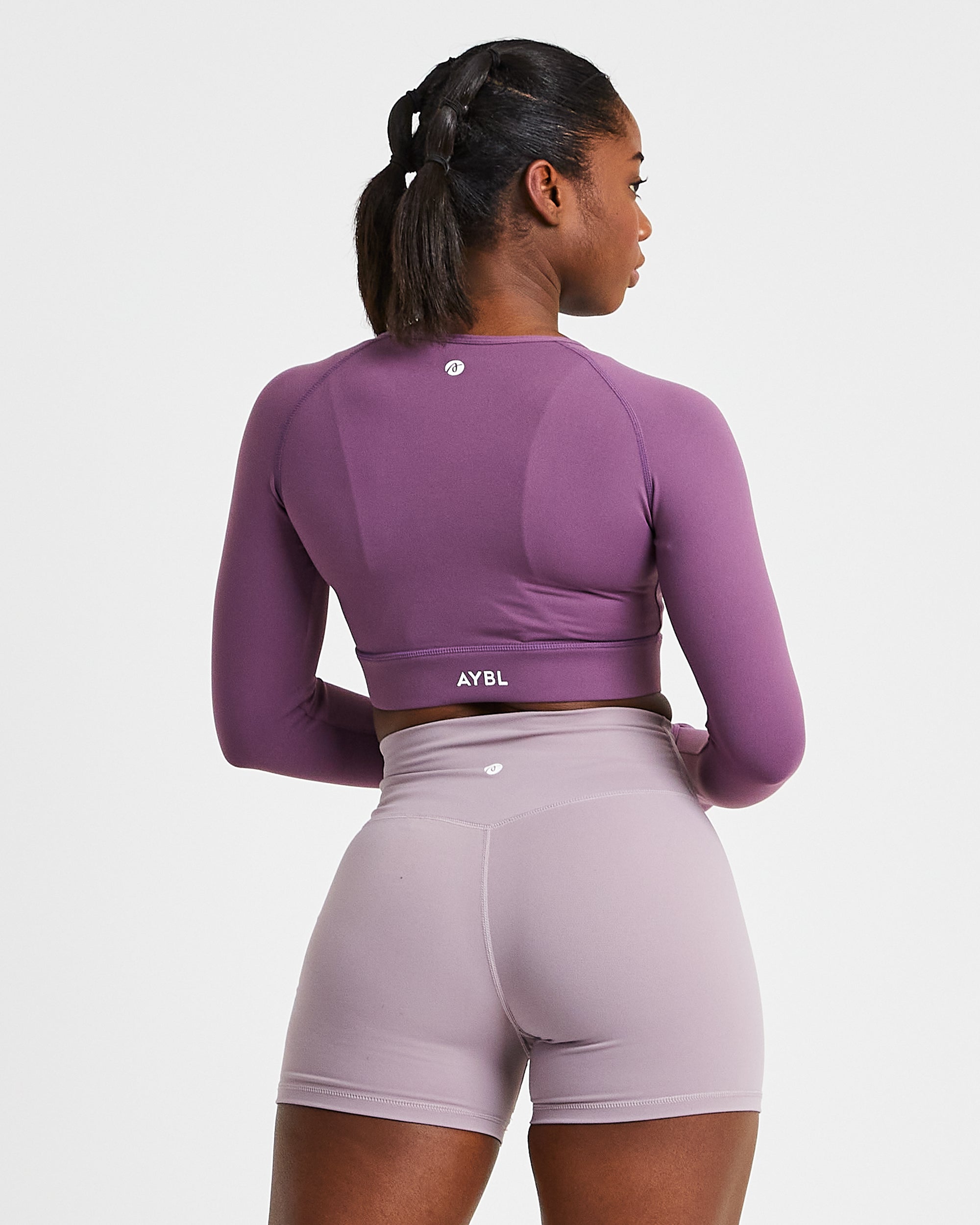 Core Long Sleeve Crop Top - Purple