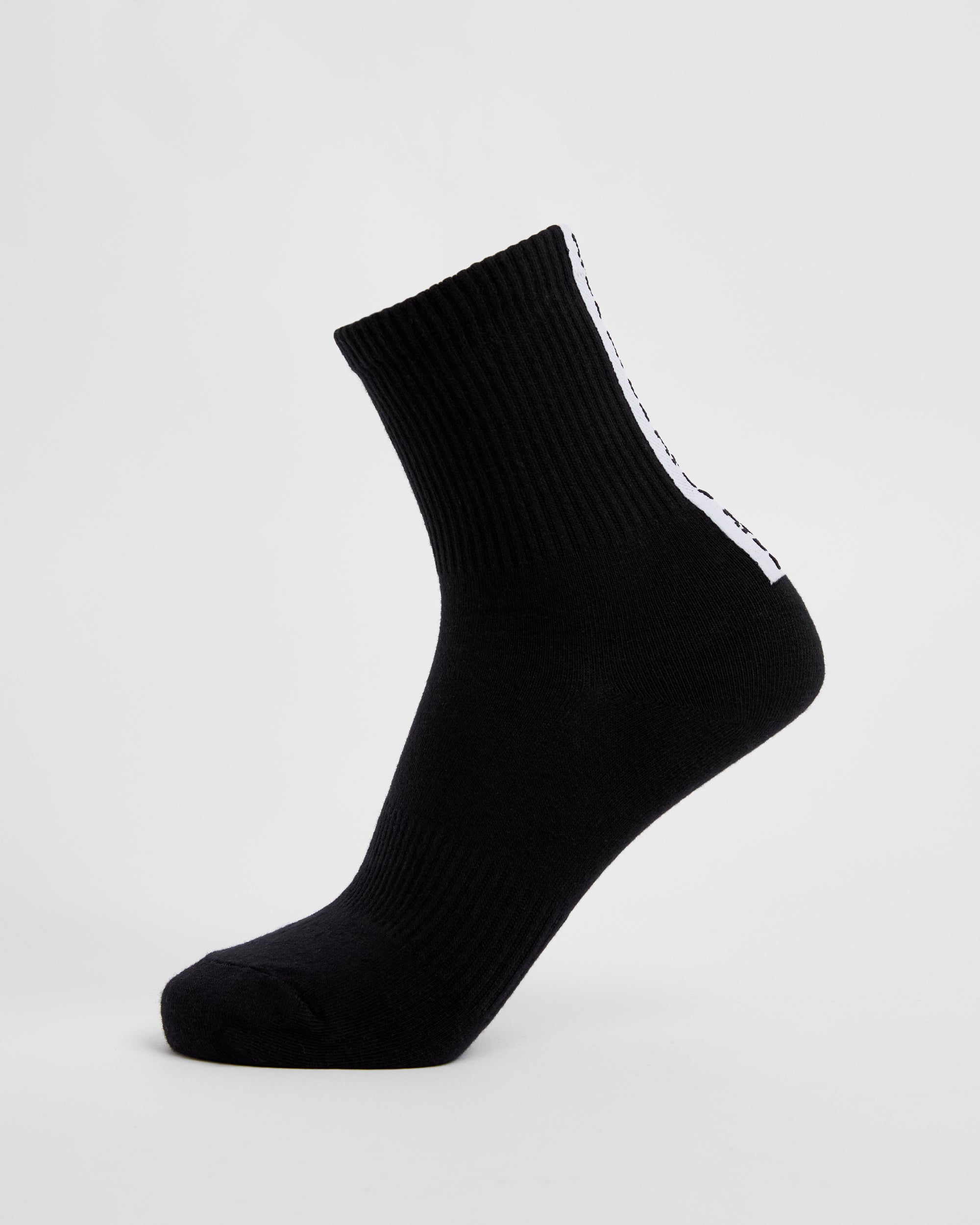 Everyday Back Stripe Crew Socks (3 Pack) - Black