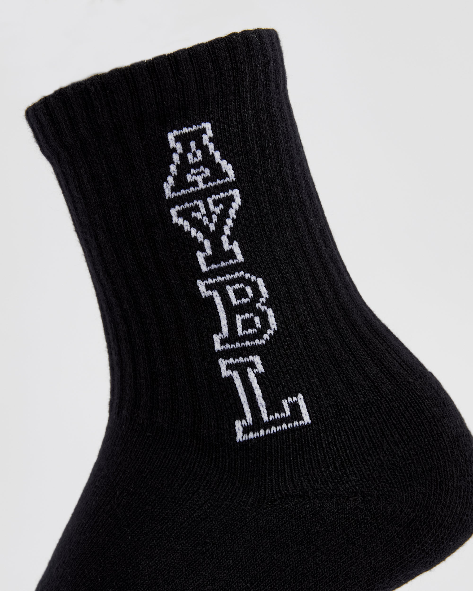 Varsity Vertical Crew Socks - Black