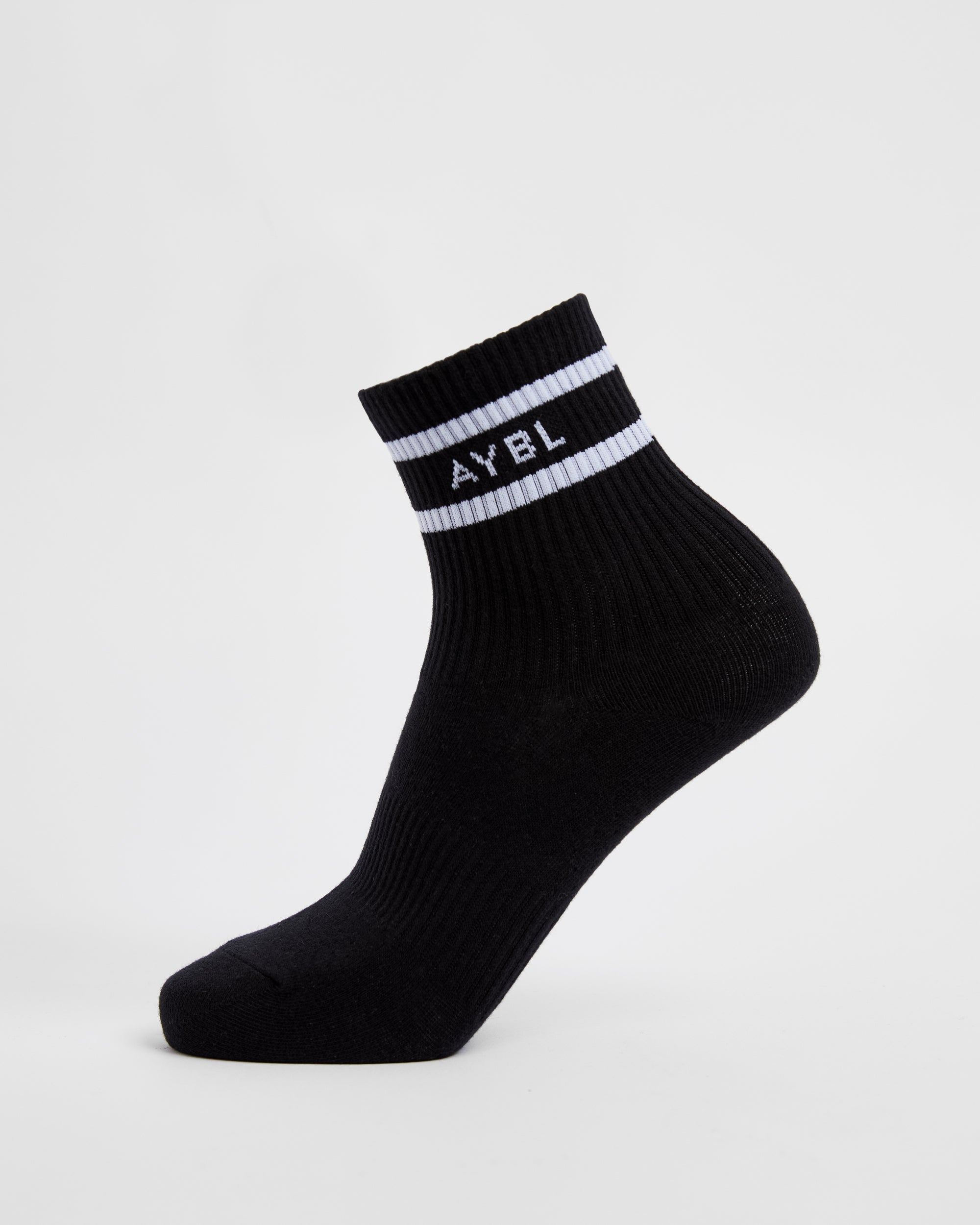 Everyday Double Stripe Crew Socks (3 Pack) - Black