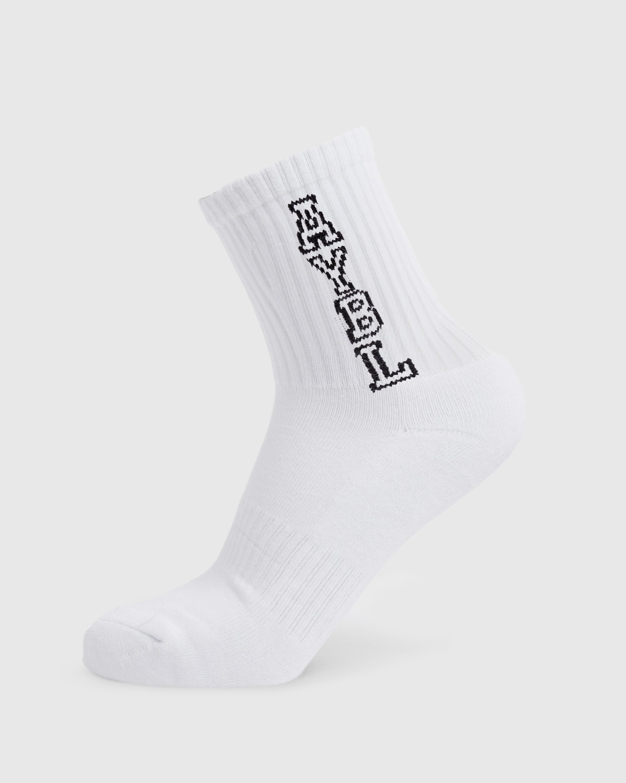 Varsity Vertical Crew Socks - White