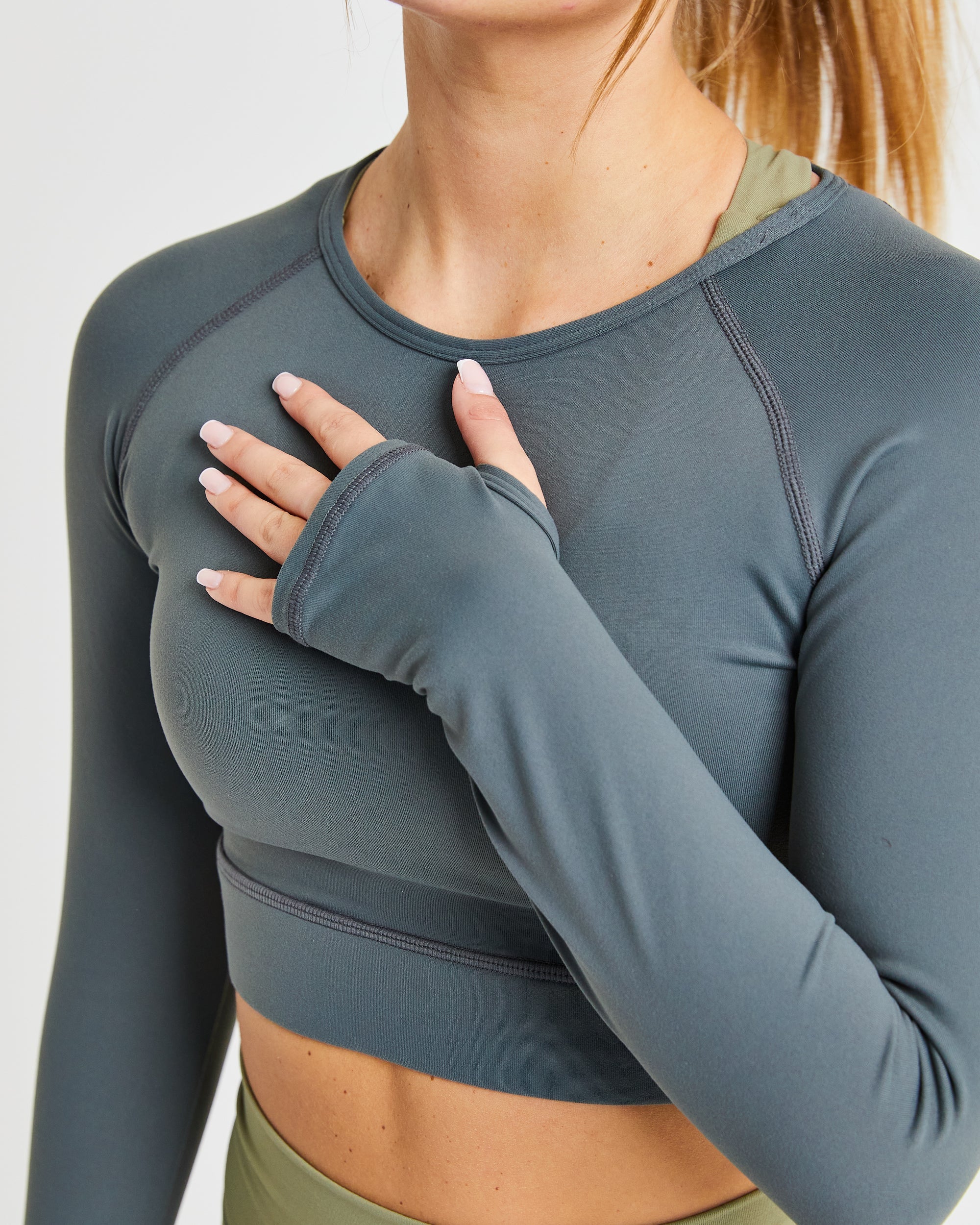 Core Long Sleeve Crop Top - Asphalt Grey