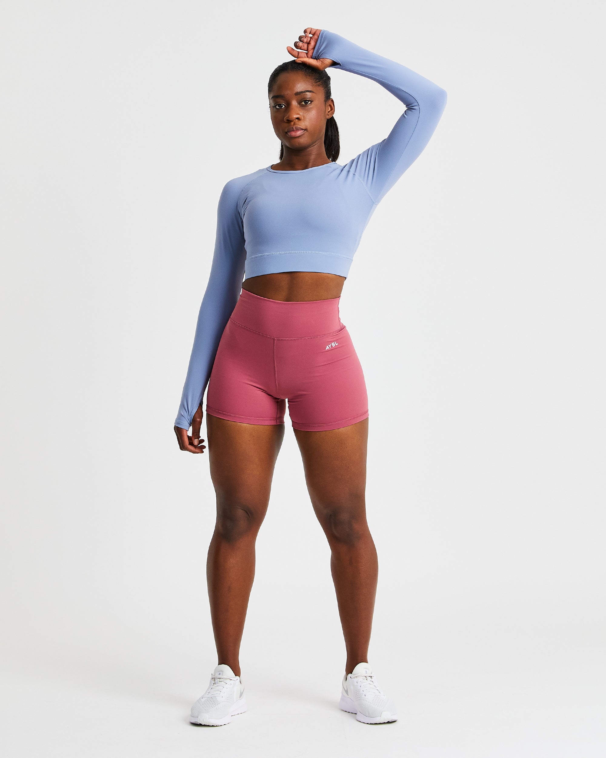 Core Long Sleeve Crop Top - Steel Blue