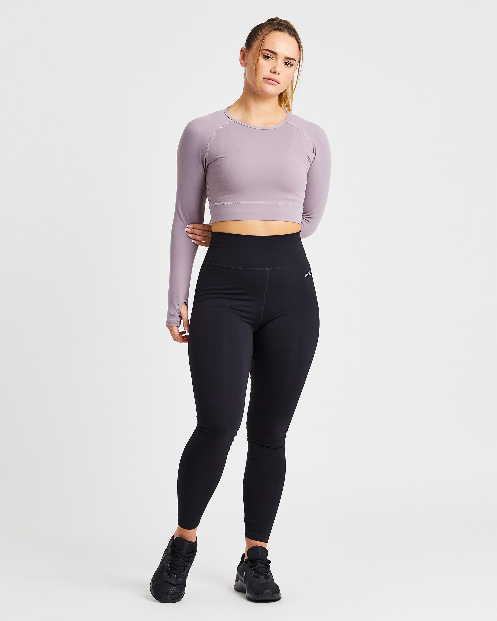 Core Long Sleeve Crop Top - Lavender