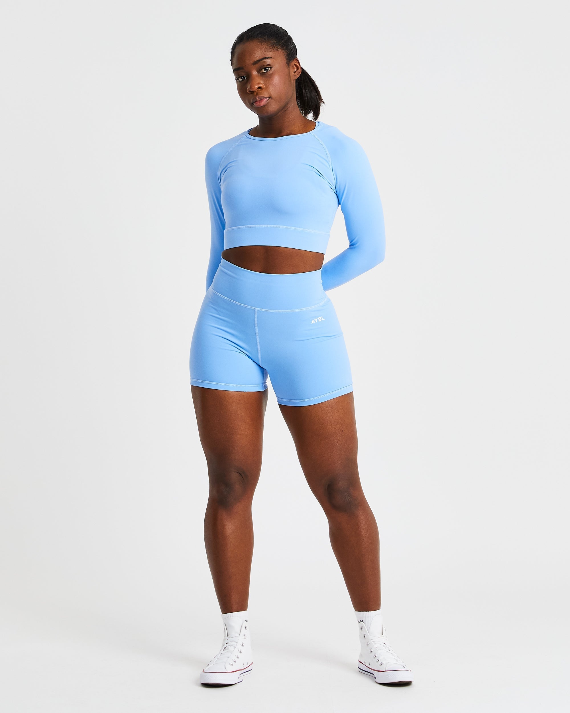 Core Long Sleeve Crop Top - Placid Blue