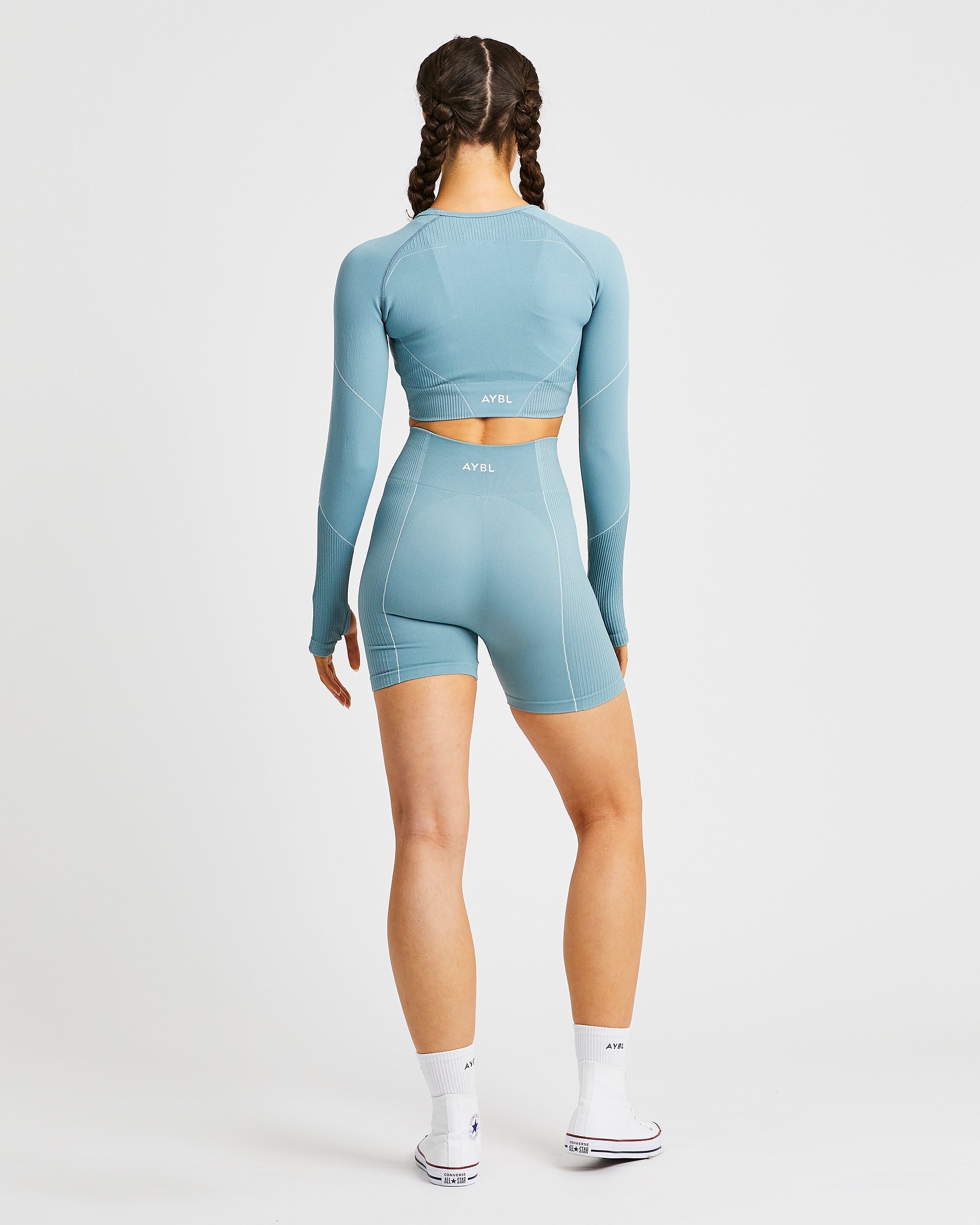 Reflex Seamless Long Sleeve Crop Top - Teal