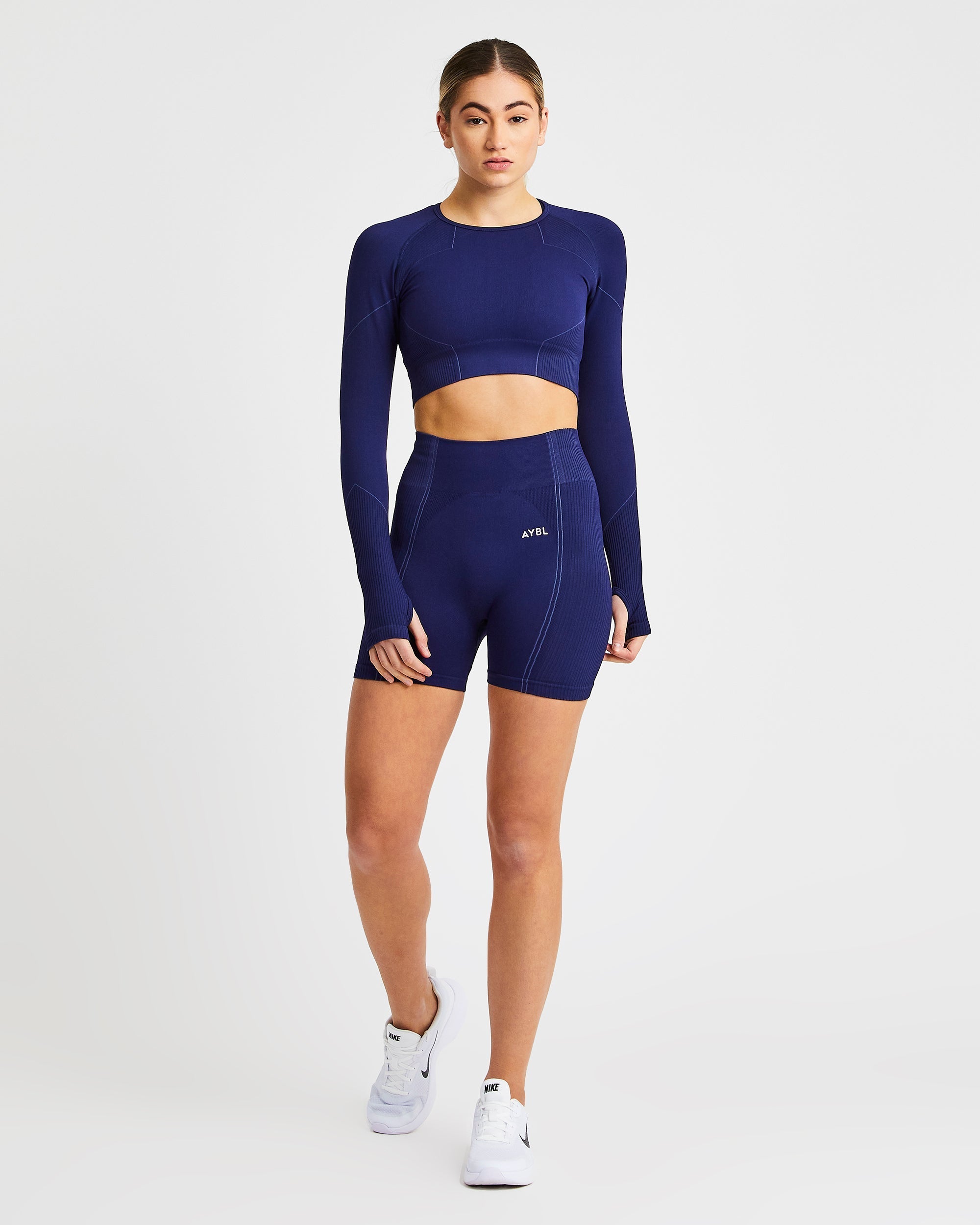 Reflex Seamless Long Sleeve Crop Top - Royal Blue