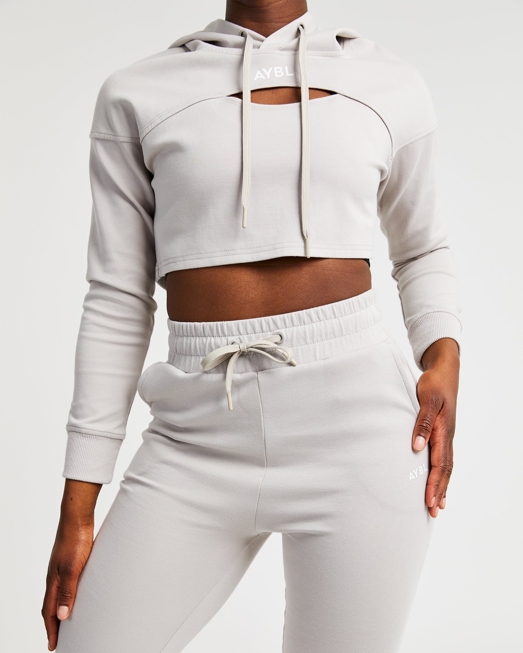 Everyday Cutout Crop Hoodie - Dove Grey